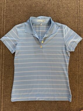 Nike Golf Dri-Fit Light Blue and White Striped Polo - Size S